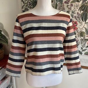 Tribe Alive Cotton Striped Blouse Small